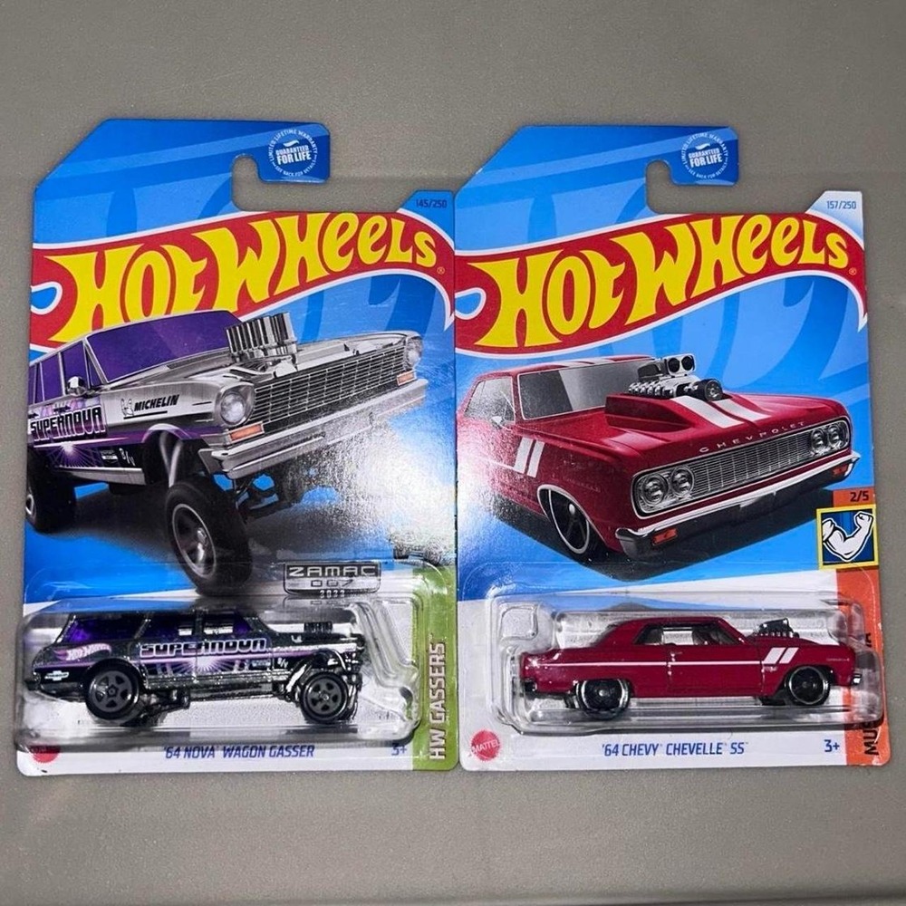Hot Wheels ZAMAC '64 Wagon Gasser & '64 Chevy Chevelle SS Muscle Diecast Car Lot
